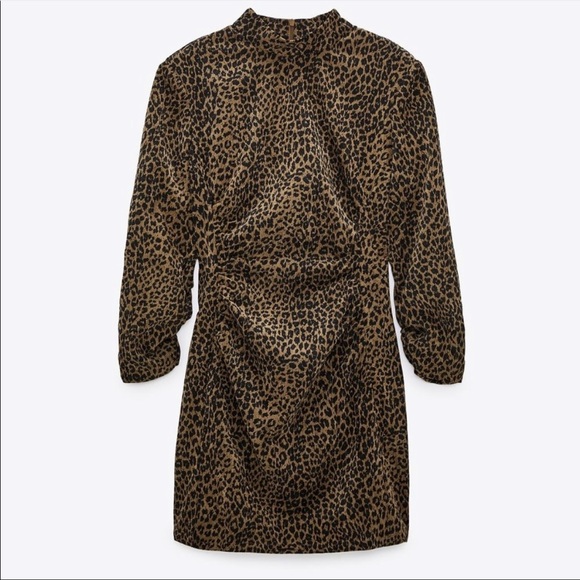 Zara Corduroy Cheetah Long Sleeve Mock Neck Dress - Picture 5 of 10
